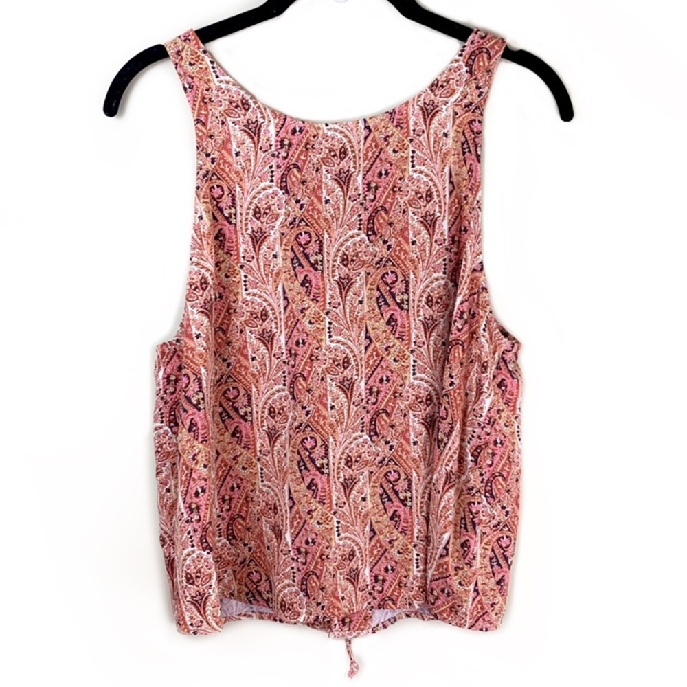 American Eagle open lace up back boho paisley tank